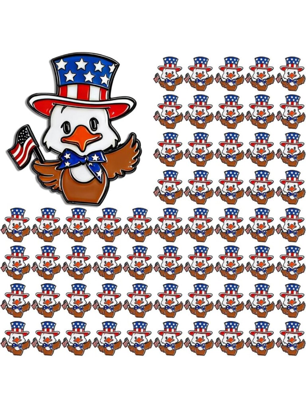 100 Patriotic Eagle Pins - Red, White & Blue American Flag Lapel Brooches for